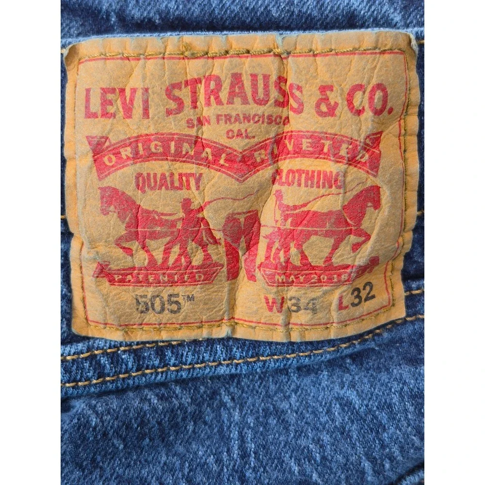 Levi's 505 Regular Fit Jeans Men's 34x32 Blue Straight Leg Medium Wash